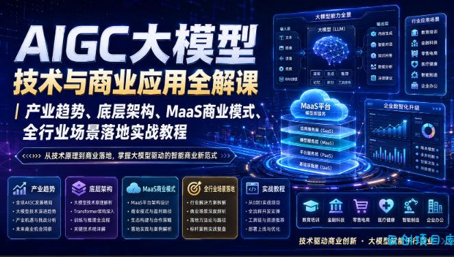 AIGC大模型技术与商业应用全解课｜产业趋势、底层架构、MaaS商业模式、全行业场景落地实战教程-云创项目库