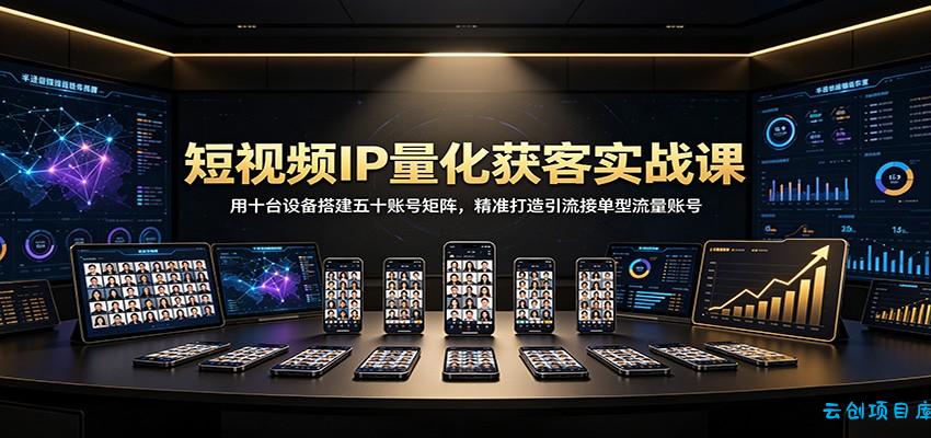 短视频IP量化获客实战课：用十台设备搭建五十账号矩阵，精准打造引流接单型流量账号-云创项目库