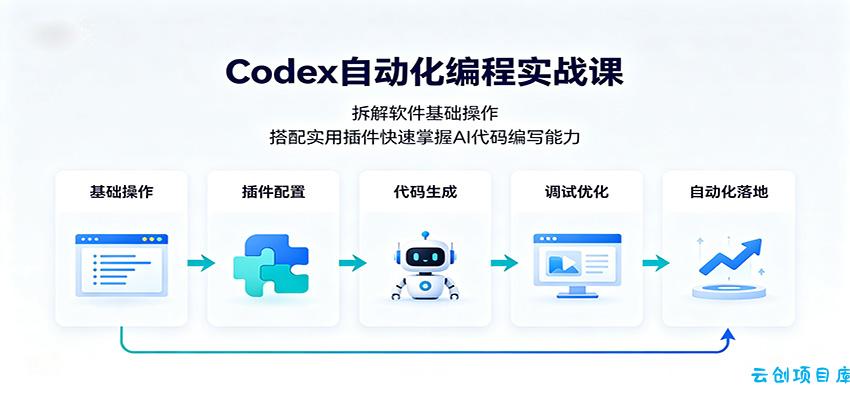 Codex自动化编程实战课：拆解软件基础操作，搭配实用插件快速掌握AI代码编写能力-云创项目库