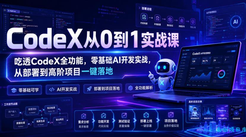 CodeX从0到1实战课，吃透CodeX全功能，零基础AI开发实战，从部署到高阶项目一键落地-云创项目库