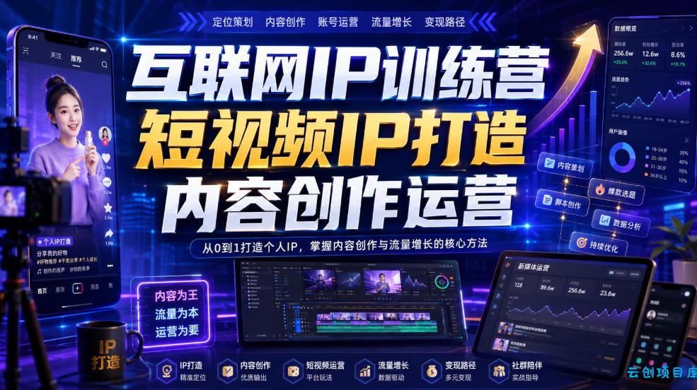 互联网IP训练营，短视频IP打造，内容创作运营-云创项目库