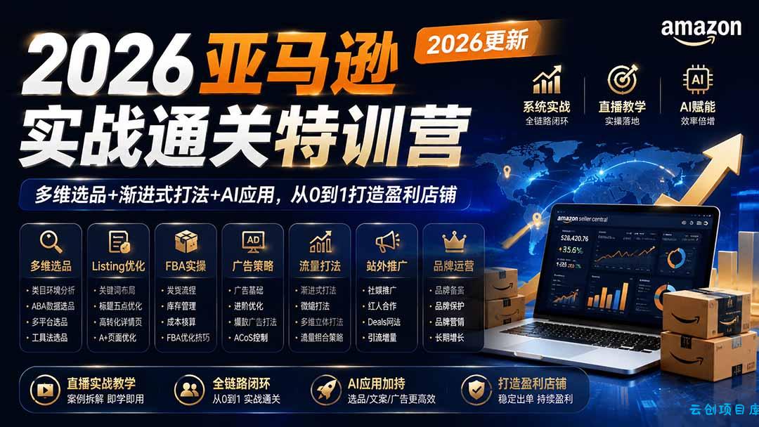 2026亚马逊实战通关特训营-2026更新，多维选品+渐进式打法+AI应用，从0到1打造盈利店铺-云创项目库