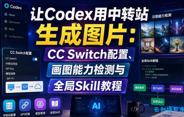 让Codex用中转站生成图片：CC Switch配置、画图能力检测与全局Skill教程-云创项目库