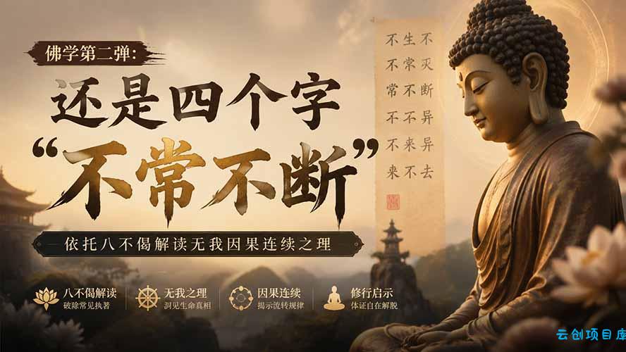 付费文章：佛学第二弹：还是四个字“不常不断”依托八不偈解读无我因果连续之理-云创项目库