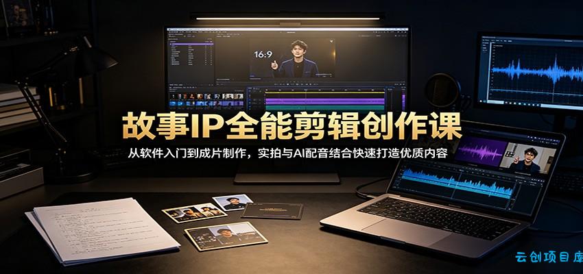 故事IP全能剪辑创作课：从软件入门到成片制作，实拍与AI配音结合快速打造优质内容-云创项目库