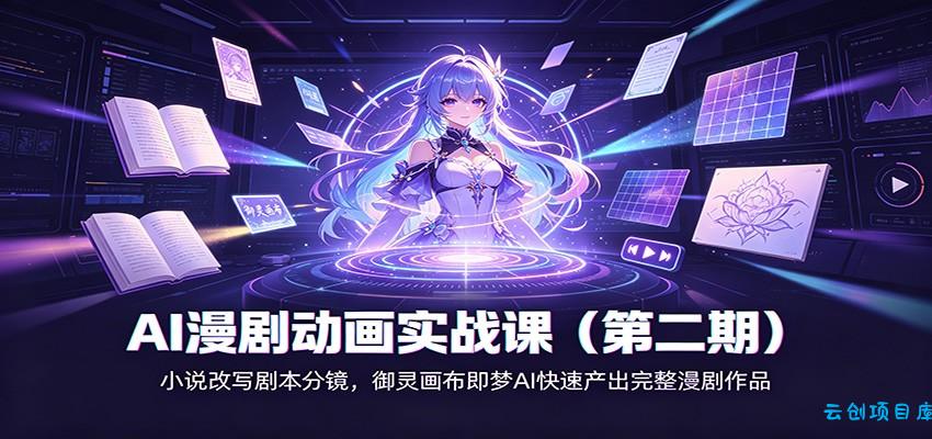 AI漫剧动画实战课(第二期):小说改写剧本分镜,御灵画布即梦AI快速产出完整漫剧作品-云创项目库