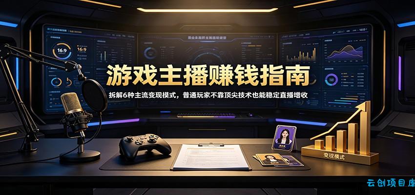 游戏主播赚钱指南：拆解6种主流变现模式，普通玩家不靠顶尖技术也能稳定直播增收-云创项目库