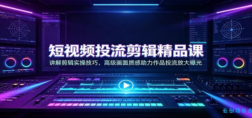 短视频投流剪辑精品课：讲解剪辑实操技巧，高级画面质感助力作品投流放大曝光-云创项目库