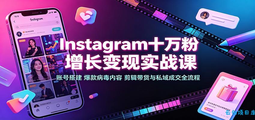 Instagram十万粉增长变现实战课:账号搭建、爆款病毒内容、剪辑带货与私域成交全流程-云创项目库
