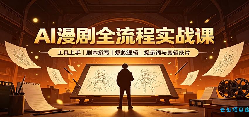 AI漫剧全流程实战课:工具上手、剧本撰写、爆款逻辑、提示词与剪辑成片-云创项目库