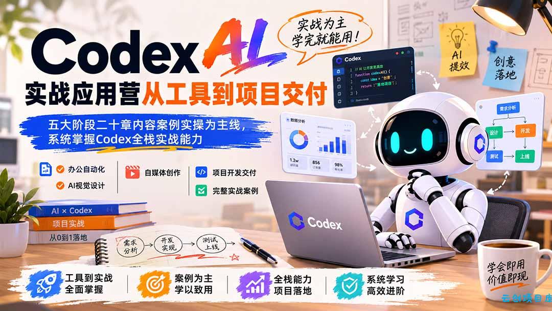 Codex AI实战应用营从工具到项目交付;五大阶段二十章内容案例实操为主线,系统掌握Codex全栈实战能力-云创项目库