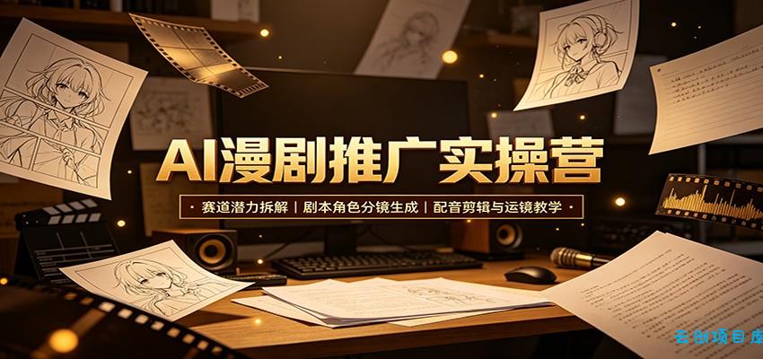 AI漫剧推广实操营:赛道潜力拆解,剧本角色分镜生成,配音剪辑与运镜教学-云创项目库
