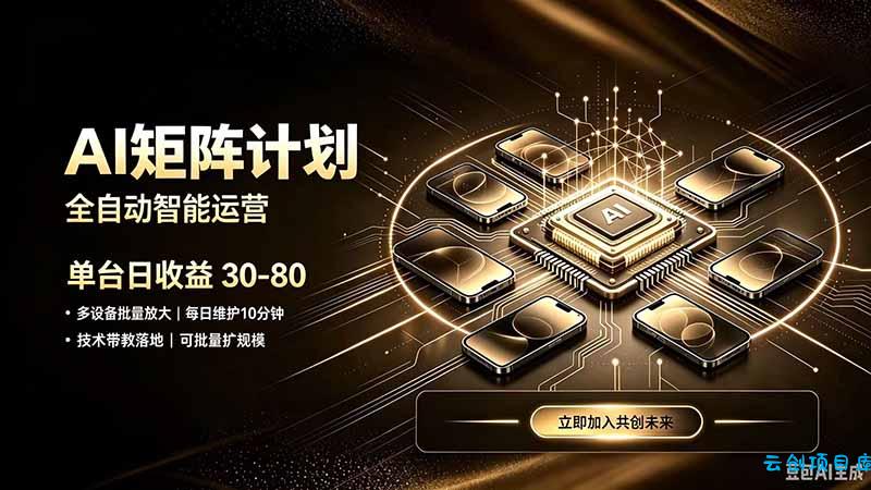 AI智能对话,矩阵规模化创业,全程技术扶持,长久稳定,日入800+-云创项目库