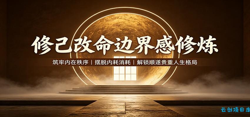 修己改命边界感修炼:筑牢内在秩序,摆脱内耗消耗,解锁顺遂贵重人生格局-云创项目库