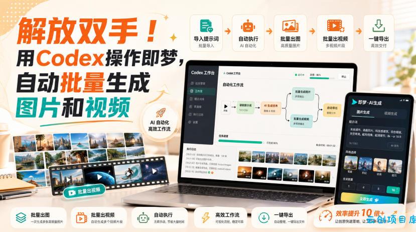 解放双手!用Codex操作即梦,自动批量生成图片和视频