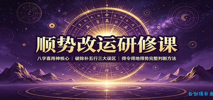 顺势改运研修课：八字喜用神核心，破除补五行三大误区，得令得地得势完整判断方法-云创项目库
