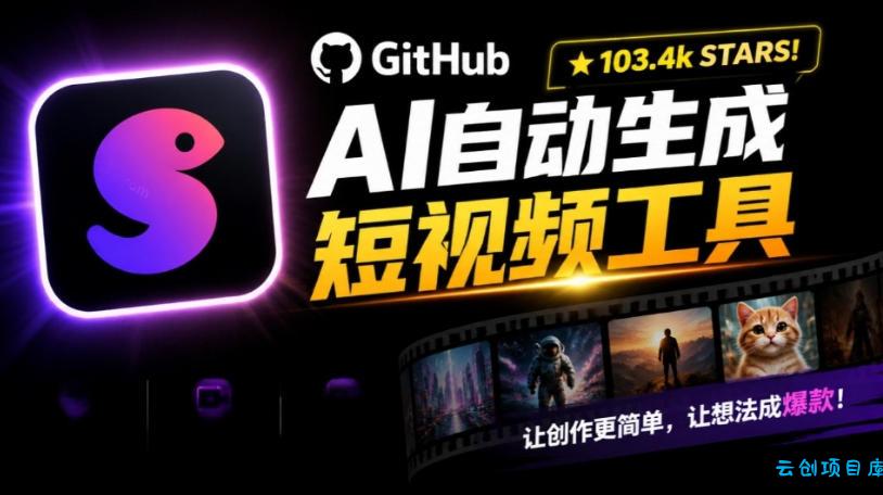 Github上103.4k stars项目！AI自动生成短视频工具，输入主题即可生成文案配音字幕MoneyPrinterTurbo-云创项目库