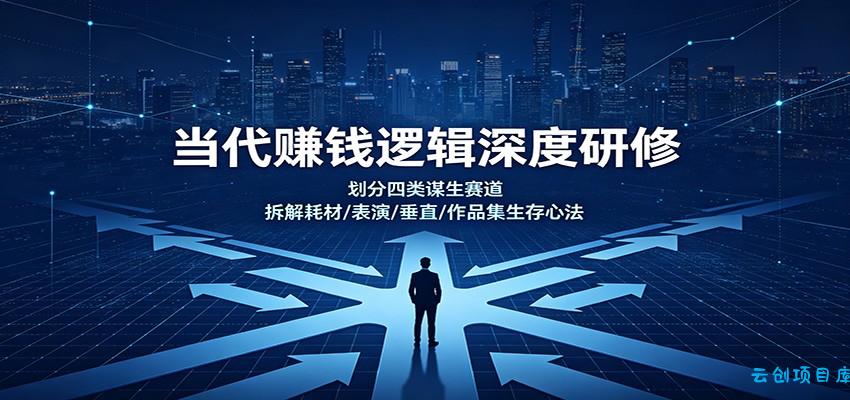 当代赚钱逻辑深度研修：划分四类谋生赛道，拆解耗材/表演/垂直/作品集生存心法-云创项目库