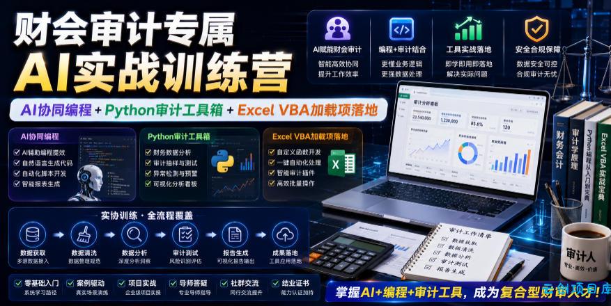 财会审计专属AI实战训练营｜AI协同编程+Python审计工具箱+Excel VBA加载项落地(更新0816)-云创项目库