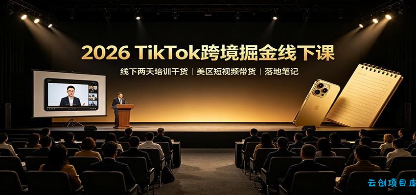 2026 TikTok跨境掘金线下课:线下两天培训干货,美区短视频带货落地笔记-云创项目库