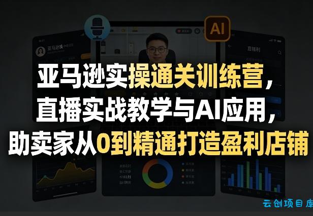 亚马逊实操通关训练营,直播实战教学与AI应用,助卖家从0到精通打造盈利店铺(更新8月17日)-云创项目库