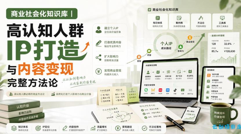商业社会化知识库|高认知人群IP打造与内容变现完整方法论【文档】-云创项目库