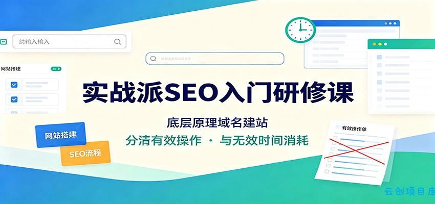 实战派SEO入门研修课：底层原理域名建站，分清有效操作与无效时间消耗-云创项目库