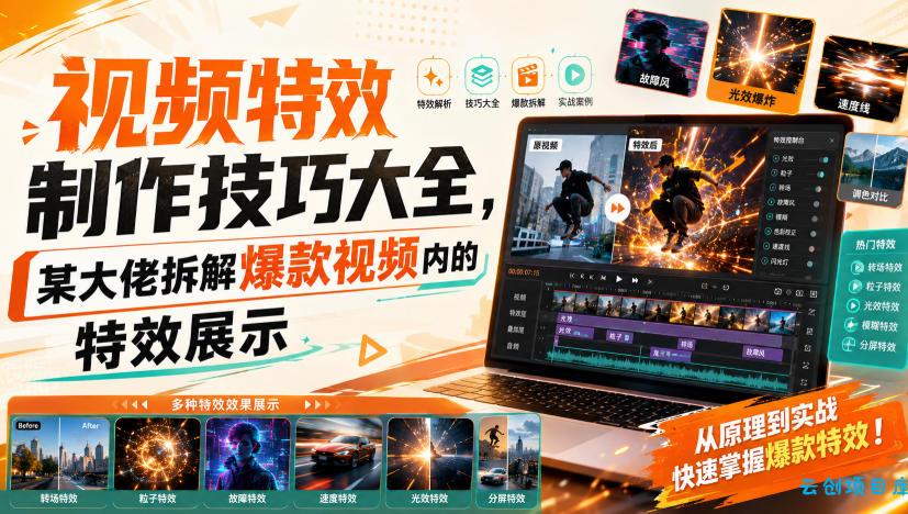 视频特效制作技巧大全,某大佬拆解爆款视频内的特效展示-云创项目库