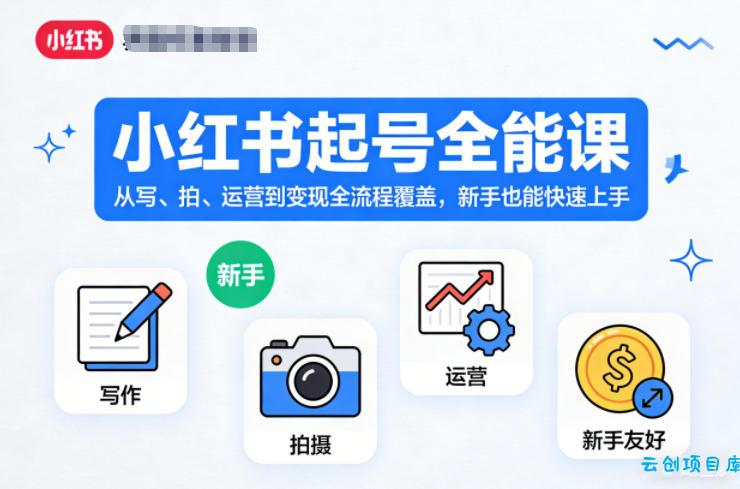 小红书起号全能课,从写、拍、运营到变现全流程覆盖,新手也能快速上手(更新)-云创项目库