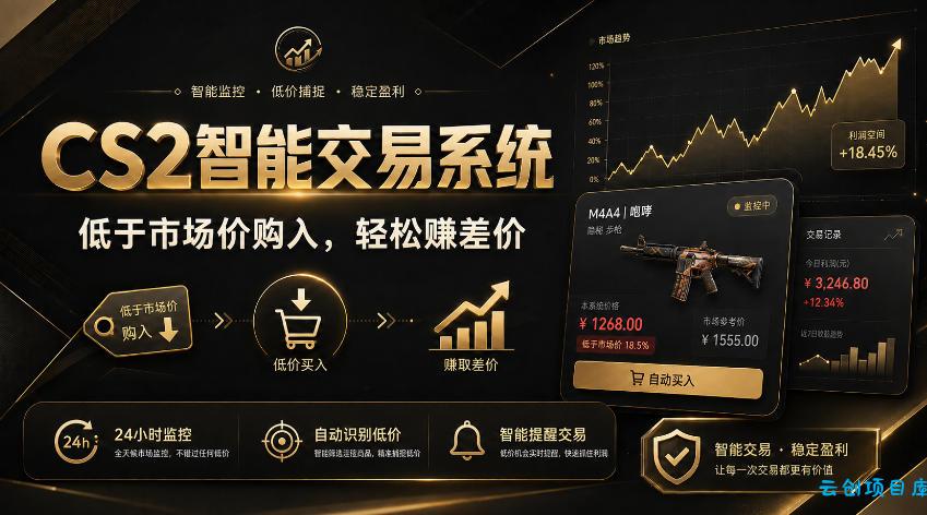 CS2智能交易系统，轻松賺差价|自动运行，无需自己挂G|数据支持任何形式验证【揭秘】-云创项目库