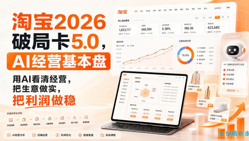 智篆商业-淘宝2026破局卡5.0,AI经营基本盘,用AI看清经营,把生意做实,把利润做稳-云创项目库