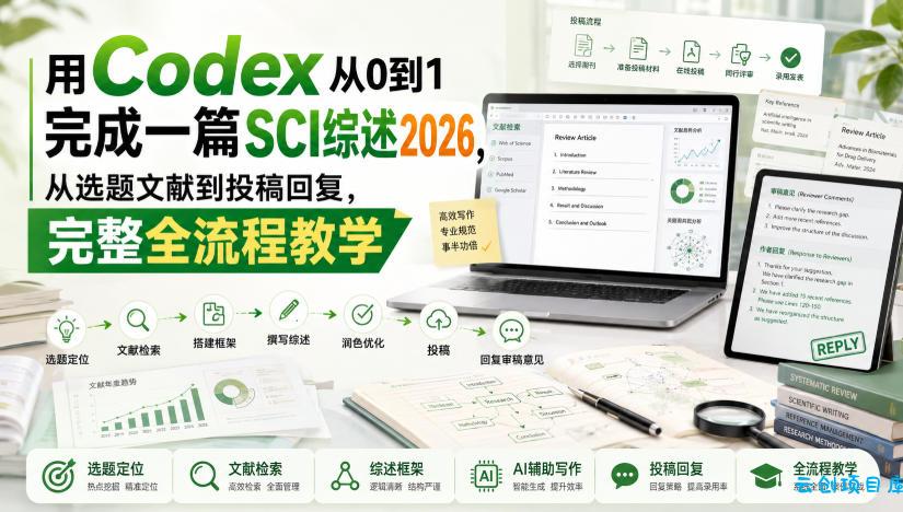 用Codex从0到1完成一篇SCI综述2026,从选题文献到投稿回复,完整全流程教学-云创项目库