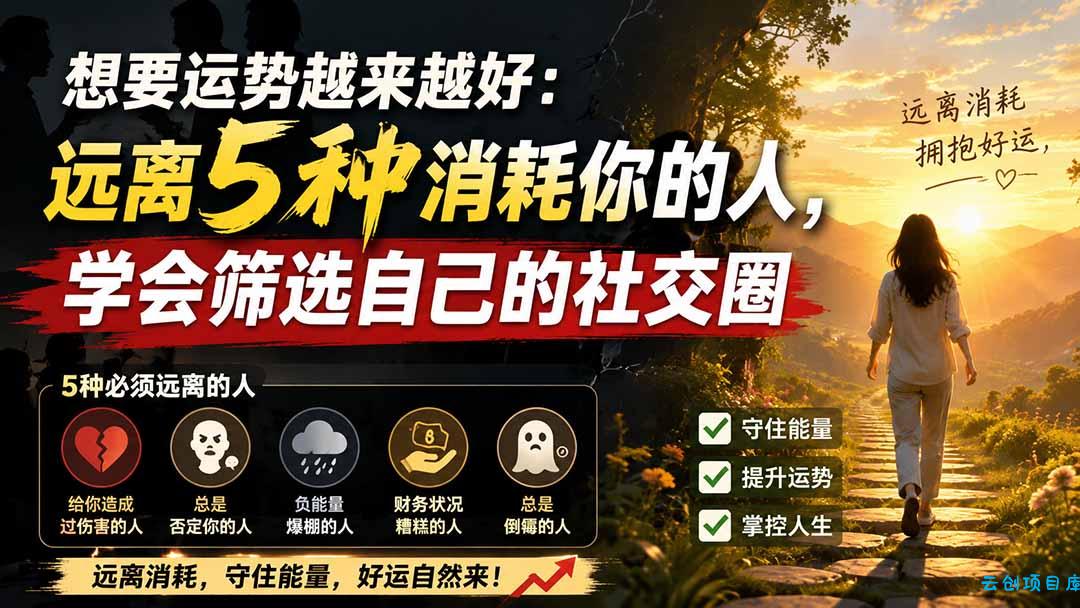 付费文章：想要运势越来越好：远离5种消耗你的人，学会筛选自己的社交圈-云创项目库