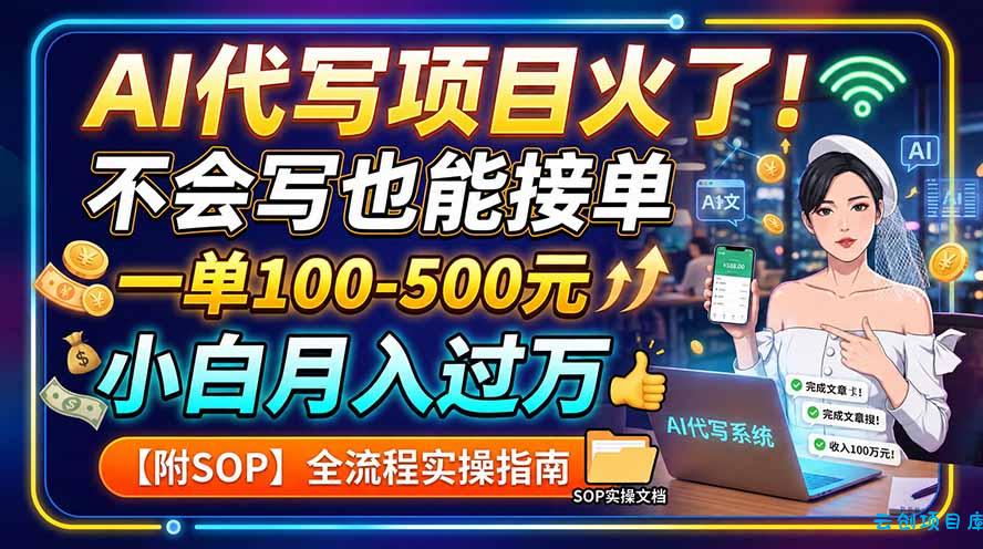 AI代写项目火了！不会写也能接单，一单100-500元，小白月入过万【附SOP】-云创项目库