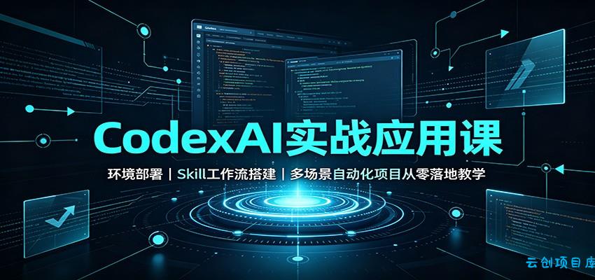 CodexAI实战应用课：环境部署Skill工作流搭建，多场景自动化项目从零落地教学-云创项目库