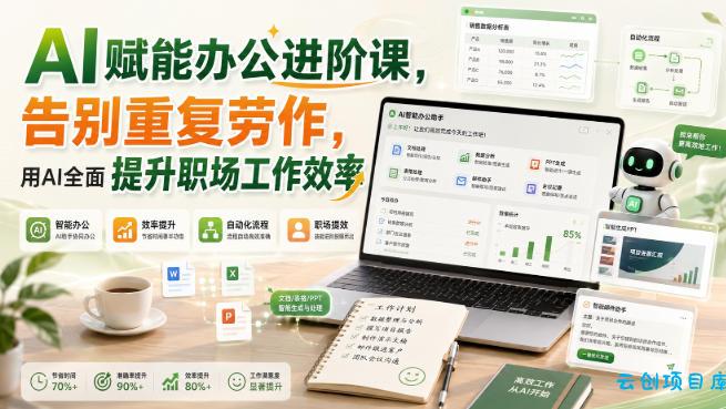 AI赋能办公进阶课，告别重复劳作，用AI全面提升职场工作效率-云创项目库