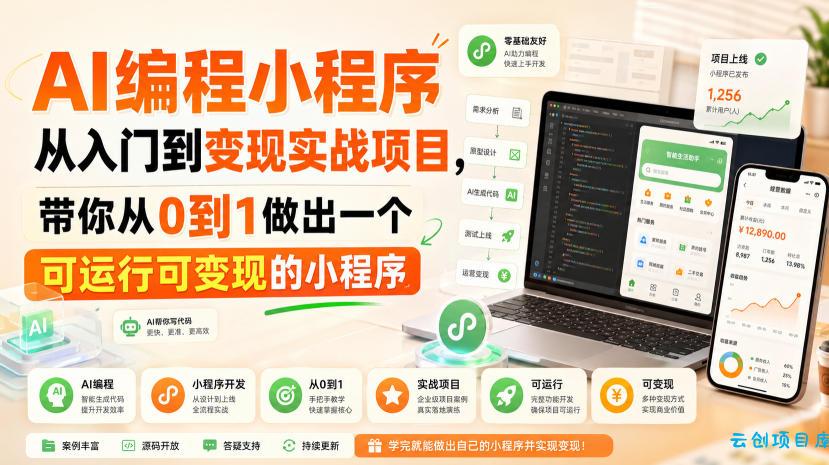 AI编程小程序从入门到变现实战项目，带你从0到1做出一个可运行可变现的小程序-云创项目库