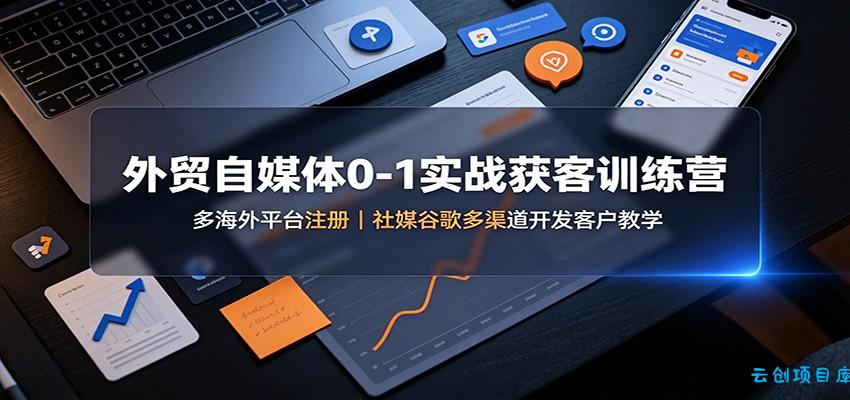 外贸自媒体0-1实战获客训练营：多海外平台注册，社媒谷歌多渠道开发客户教学-云创项目库