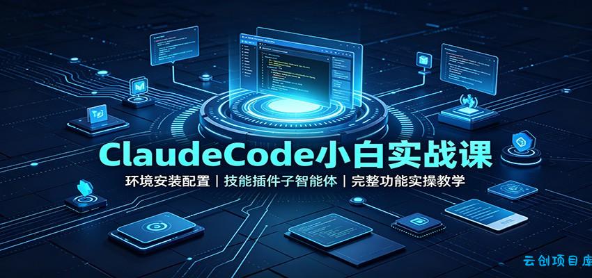 ClaudeCode小白实战课:环境安装配置,技能插件子智能体,完整功能实操教学-云创项目库
