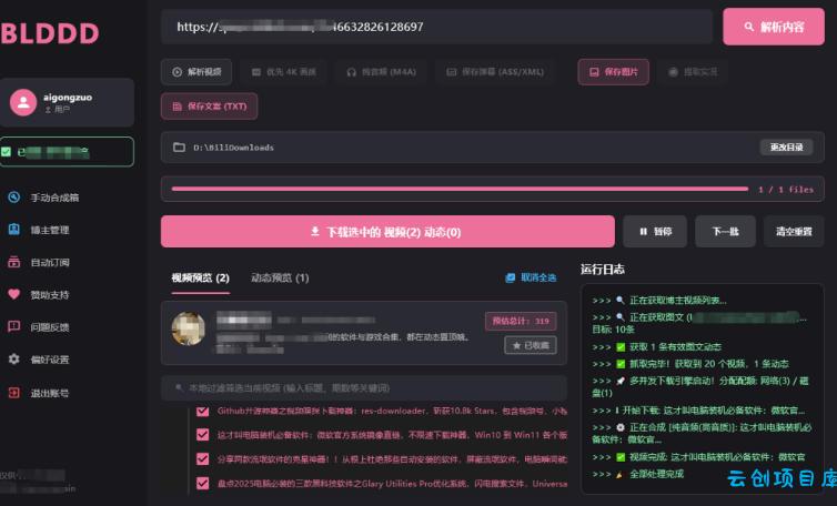 哔哩哔哩b站视频最新下载工具，支持合集下载，字幕、声音下载，BLDDD