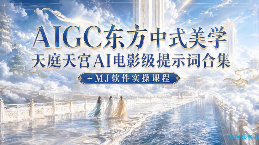 AIGC东方中式美学天庭天宫AI电影级提示词合集+MJ软件实操课程-云创项目库
