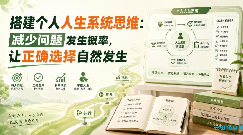 付费文章：搭建个人人生系统思维：减少问题发生概率，让正确选择自然发生-云创项目库