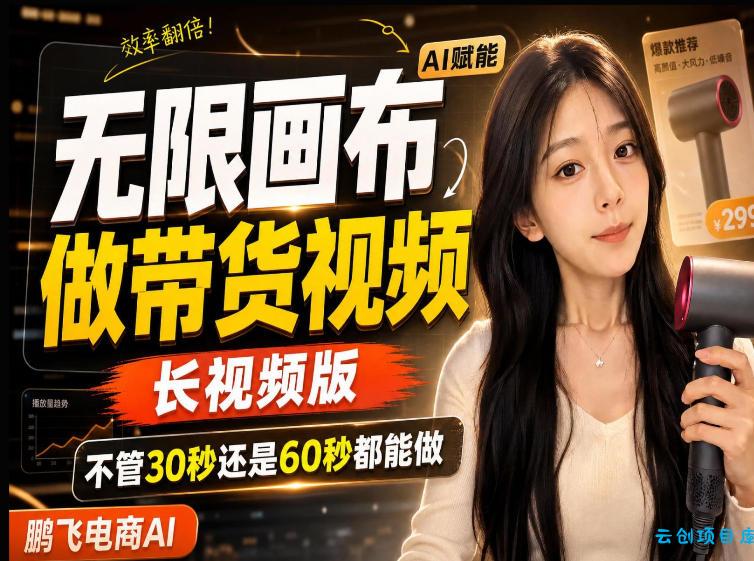 【保姆级教程】无限画布搭建长带货视频,拼接不翻车全程一致,小白跟着步骤也能上手-云创项目库