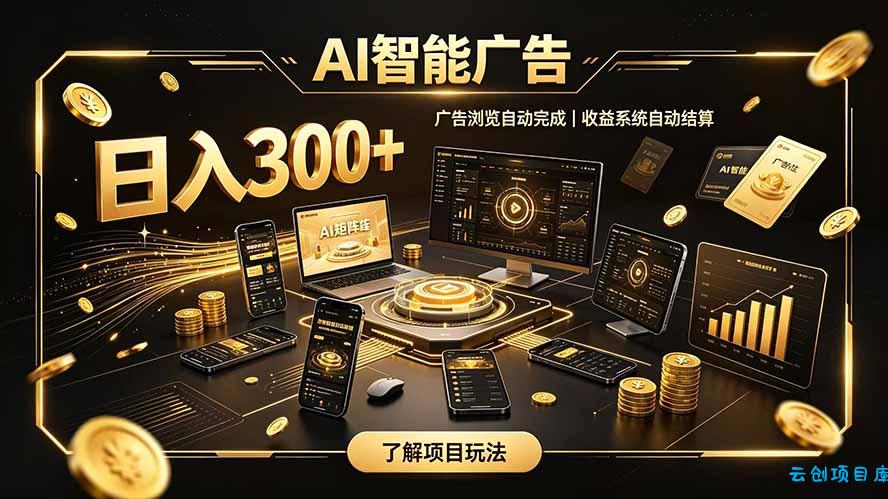 自研 AI 系统｜轻资产起步｜长期稳定收益｜宝妈 上班族轻轻松松日入300+-云创项目库