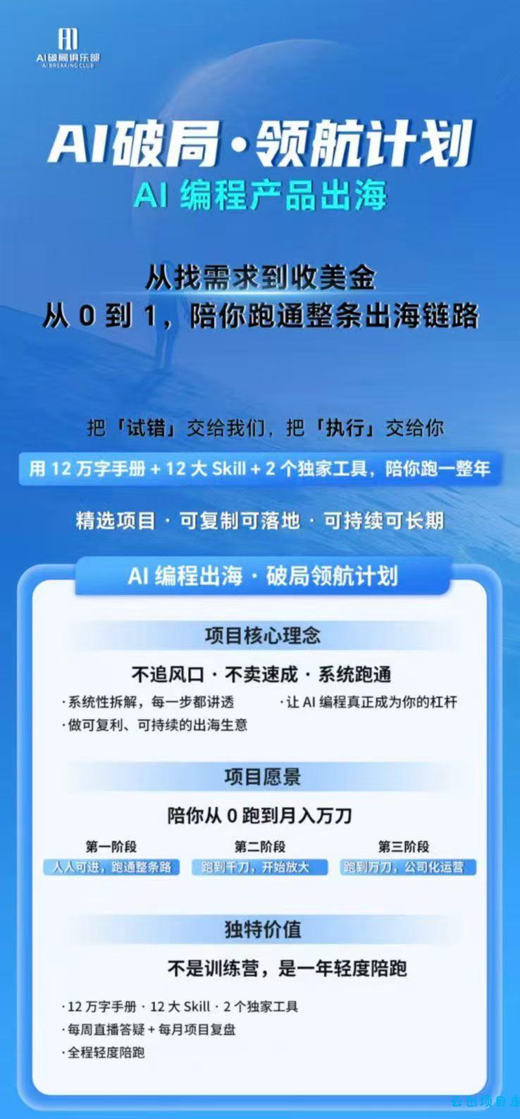图片[1]-AI编程产品出海领航计划-更新：12万字手册+12大Skill+2个独家工具，从找需求到上线收美金跑通全链路-云创项目库