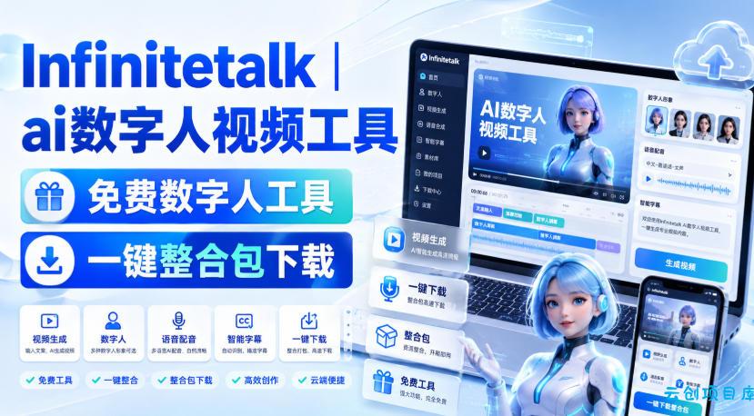 Infinitetalk丨ai数字人视频工具,免费数字人工具,一键整合包下载-云创项目库