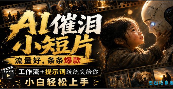 AI催泪小短片，流量好，条条爆款，工作流+提示词统统交给你，小白轻松上手-云创项目库