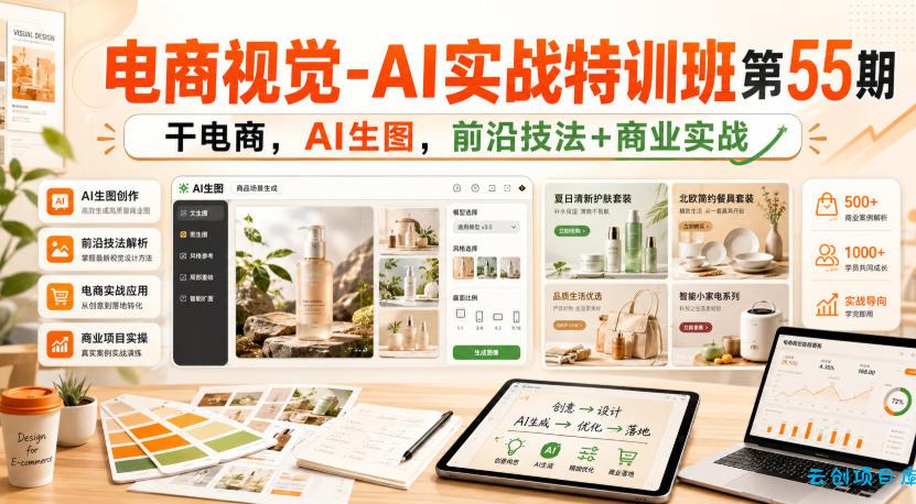 电商视觉-AI实战特训班第55期，干电商，AI生图，前沿技法+商业实战-云创项目库