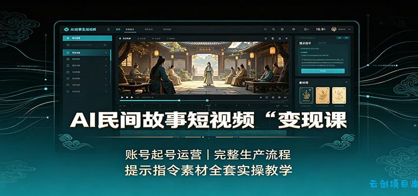 AI民间故事短视频变现课:账号起号运营,完整生产流程,提示指令素材全套实操教学-云创项目库