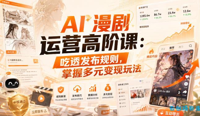 AI漫剧运营高阶课：吃透发布规则，掌握多元变现玩法-云创项目库
